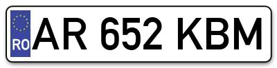 Placuta inmatriculare numar auto  AR-652-KBM, AR 652 KBM, AR652KBM