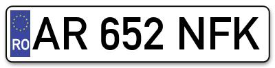 Placuta inmatriculare numar auto  AR-652-NFK, AR 652 NFK, AR652NFK