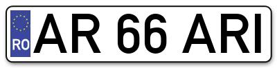 Placuta inmatriculare numar auto  AR-66-ARI, AR 66 ARI, AR66ARI
