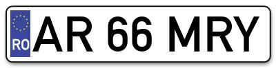 Placuta inmatriculare numar auto  AR-66-MRY, AR 66 MRY, AR66MRY