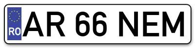 Placuta inmatriculare numar auto  AR-66-NEM, AR 66 NEM, AR66NEM