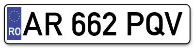 Placuta inmatriculare numar auto  AR-662-PQV, AR 662 PQV, AR662PQV