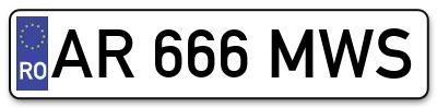 Placuta inmatriculare numar auto  AR-666-MWS, AR 666 MWS, AR666MWS