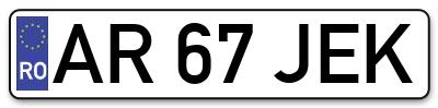 Placuta inmatriculare numar auto  AR-67-JEK, AR 67 JEK, AR67JEK