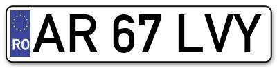 Placuta inmatriculare numar auto  AR-67-LVY, AR 67 LVY, AR67LVY
