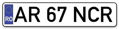 Placuta inmatriculare numar auto  AR-67-NCR, AR 67 NCR, AR67NCR