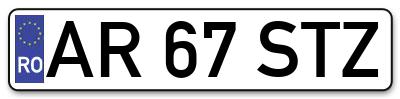 Placuta inmatriculare numar auto  AR-67-STZ, AR 67 STZ, AR67STZ