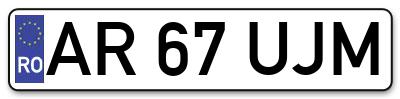 Placuta inmatriculare numar auto  AR-67-UJM, AR 67 UJM, AR67UJM