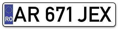 Placuta inmatriculare numar auto  AR-671-JEX, AR 671 JEX, AR671JEX
