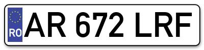 Placuta inmatriculare numar auto  AR-672-LRF, AR 672 LRF, AR672LRF