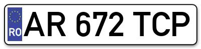 Placuta inmatriculare numar auto  AR-672-TCP, AR 672 TCP, AR672TCP