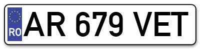 Placuta inmatriculare numar auto  AR-679-VET, AR 679 VET, AR679VET