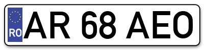 Placuta inmatriculare numar auto  AR-68-AEO, AR 68 AEO, AR68AEO