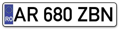 Placuta inmatriculare numar auto  AR-680-ZBN, AR 680 ZBN, AR680ZBN