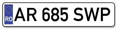 Placuta inmatriculare numar auto  AR-685-SWP, AR 685 SWP, AR685SWP