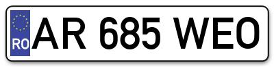 Placuta inmatriculare numar auto  AR-685-WEO, AR 685 WEO, AR685WEO