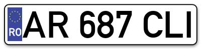 Placuta inmatriculare numar auto  AR-687-CLI, AR 687 CLI, AR687CLI