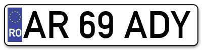 Placuta inmatriculare numar auto  AR-69-ADY, AR 69 ADY, AR69ADY