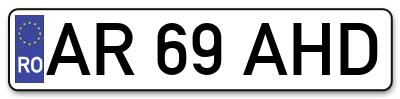 Placuta inmatriculare numar auto  AR-69-AHD, AR 69 AHD, AR69AHD