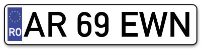 Placuta inmatriculare numar auto  AR-69-EWN, AR 69 EWN, AR69EWN