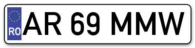 Placuta inmatriculare numar auto  AR-69-MMW, AR 69 MMW, AR69MMW