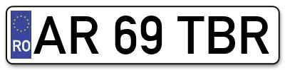 Placuta inmatriculare numar auto  AR-69-TBR, AR 69 TBR, AR69TBR