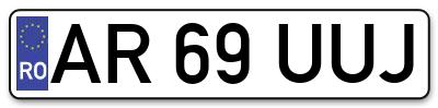 Placuta inmatriculare numar auto  AR-69-UUJ, AR 69 UUJ, AR69UUJ