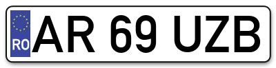 Placuta inmatriculare numar auto  AR-69-UZB, AR 69 UZB, AR69UZB
