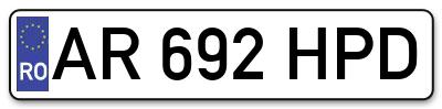 Placuta inmatriculare numar auto  AR-692-HPD, AR 692 HPD, AR692HPD