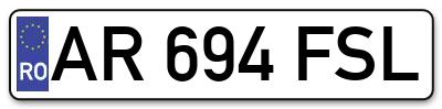 Placuta inmatriculare numar auto  AR-694-FSL, AR 694 FSL, AR694FSL