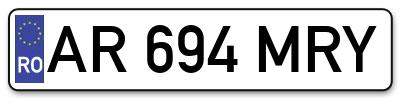 Placuta inmatriculare numar auto  AR-694-MRY, AR 694 MRY, AR694MRY