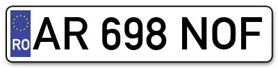 Placuta inmatriculare numar auto  AR-698-NOF, AR 698 NOF, AR698NOF