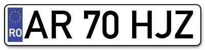 Placuta inmatriculare numar auto  AR-70-HJZ, AR 70 HJZ, AR70HJZ