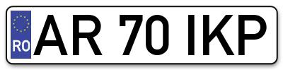 Placuta inmatriculare numar auto  AR-70-IKP, AR 70 IKP, AR70IKP