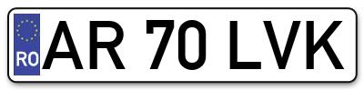 Placuta inmatriculare numar auto  AR-70-LVK, AR 70 LVK, AR70LVK