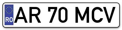 Placuta inmatriculare numar auto  AR-70-MCV, AR 70 MCV, AR70MCV