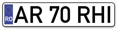 Placuta inmatriculare numar auto  AR-70-RHI, AR 70 RHI, AR70RHI