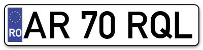 Placuta inmatriculare numar auto  AR-70-RQL, AR 70 RQL, AR70RQL