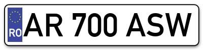 Placuta inmatriculare numar auto  AR-700-ASW, AR 700 ASW, AR700ASW