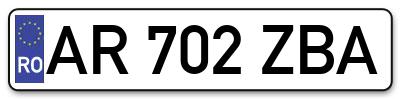 Placuta inmatriculare numar auto  AR-702-ZBA, AR 702 ZBA, AR702ZBA