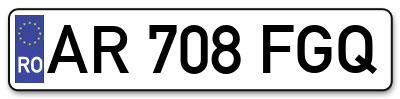 Placuta inmatriculare numar auto  AR-708-FGQ, AR 708 FGQ, AR708FGQ