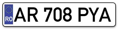 Placuta inmatriculare numar auto  AR-708-PYA, AR 708 PYA, AR708PYA