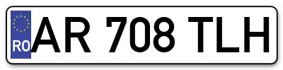 Placuta inmatriculare numar auto  AR-708-TLH, AR 708 TLH, AR708TLH