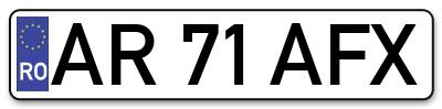Placuta inmatriculare numar auto  AR-71-AFX, AR 71 AFX, AR71AFX
