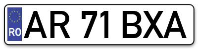 Placuta inmatriculare numar auto  AR-71-BXA, AR 71 BXA, AR71BXA