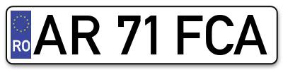 Placuta inmatriculare numar auto  AR-71-FCA, AR 71 FCA, AR71FCA