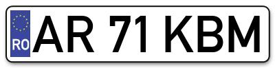 Placuta inmatriculare numar auto  AR-71-KBM, AR 71 KBM, AR71KBM