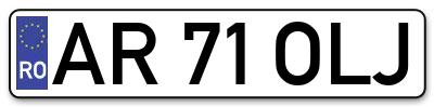 Placuta inmatriculare numar auto  AR-71-OLJ, AR 71 OLJ, AR71OLJ