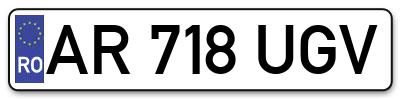 Placuta inmatriculare numar auto  AR-718-UGV, AR 718 UGV, AR718UGV