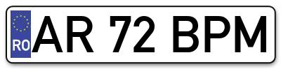 Placuta inmatriculare numar auto  AR-72-BPM, AR 72 BPM, AR72BPM
